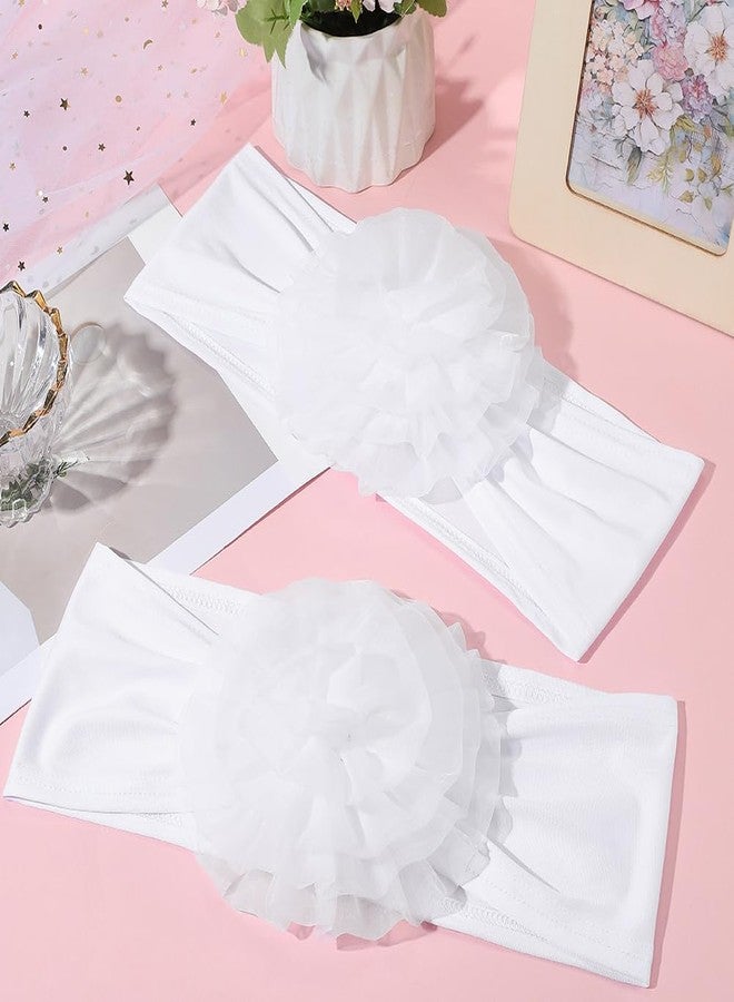 CABODYALS 2PCS White Chair Back Bows Elastic Sashes Stretch Flower Tie Design Chairs Floral Knots Polyester Cover Sash Decoration for Wedding Holiday Birthday Party Ceremony Events Hotel Supplies - Image 3